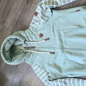 Wanakome zip up hoodie sz XXL sage and white